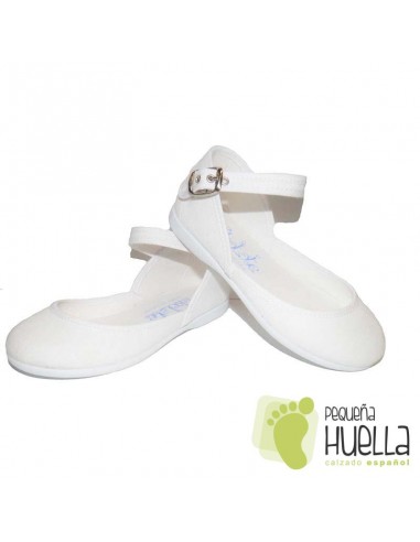 Merceditas Niña Lona piqué blancas Tokolate