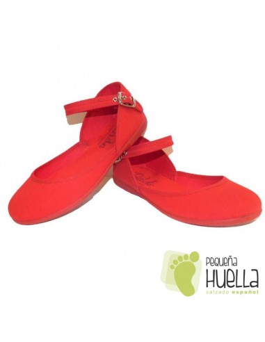 Merceditas Niña Lona piqué rojas Tokolate Tobillera