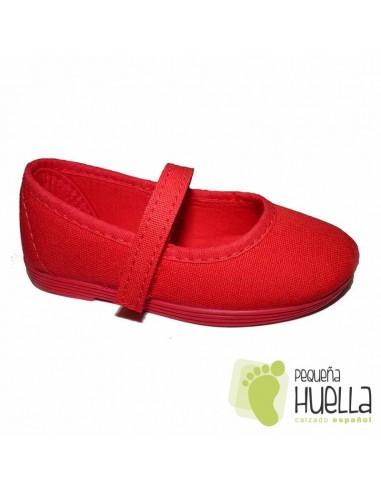 Merceditas niña lona Piqué rojas en las rozas